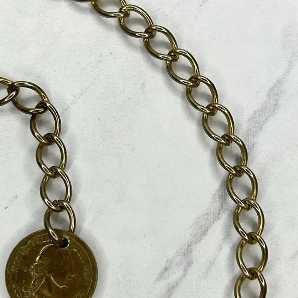 Gold Tone George Washington Coin Chain Link Belt Small (S) ✨